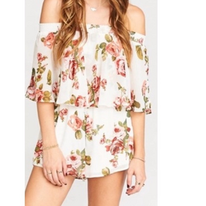 Show Me Your MuMu Rosarita romper romantic floral Rose Off-Shoulder Romper